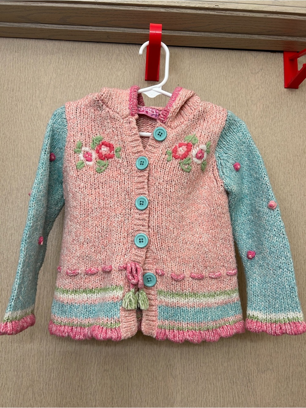 Mudd - Vintage Knit Flower Hooded Cardigan - Size 3T